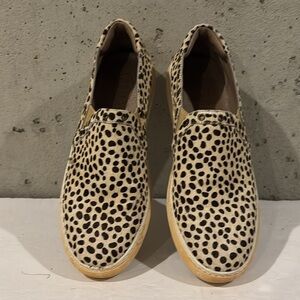 Chocolat Blu Tan and Black Leopard Print Calf Hair Slip On Sneakers -Sz 39 Euro